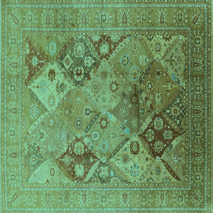 Square Machine Washable Oriental Turquoise Industrial Area Rugs, wshurb3047turq