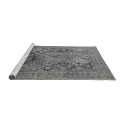 Sideview of Machine Washable Oriental Gray Industrial Rug, wshurb3047gry
