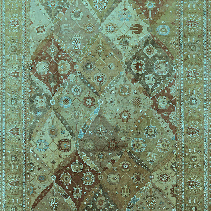 Machine Washable Oriental Light Blue Industrial Rug, wshurb3047lblu