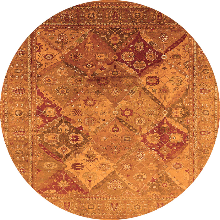 Round Oriental Orange Industrial Rug, urb3047org