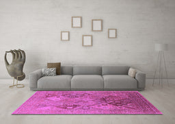 Machine Washable Oriental Purple Industrial Area Rugs in a Living Room, wshurb3047pur