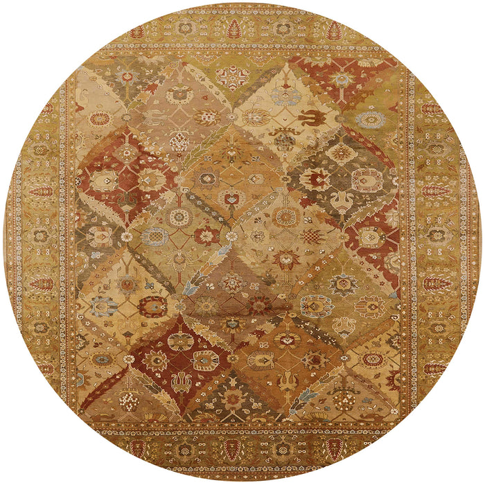 Round Machine Washable Industrial Modern Mahogany Brown Rug, wshurb3047