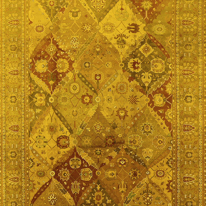 Machine Washable Oriental Yellow Industrial Rug, wshurb3047yw