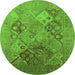 Round Oriental Green Industrial Rug, urb3047grn