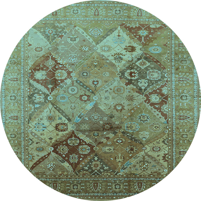 Round Oriental Light Blue Industrial Rug, urb3047lblu