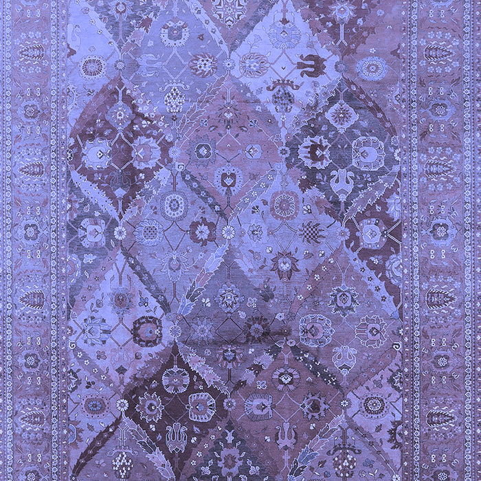 Machine Washable Oriental Blue Industrial Rug, wshurb3047blu