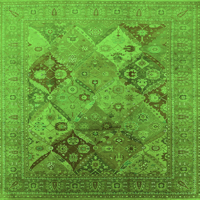 Square Oriental Green Industrial Rug, urb3047grn