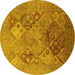 Round Oriental Yellow Industrial Rug, urb3047yw