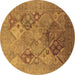 Round Oriental Brown Industrial Rug, urb3047brn