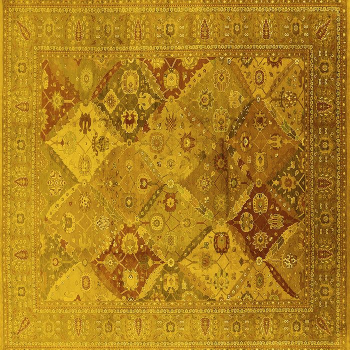 Square Machine Washable Oriental Yellow Industrial Rug, wshurb3047yw