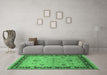 Machine Washable Oriental Emerald Green Industrial Area Rugs in a Living Room,, wshurb3048emgrn