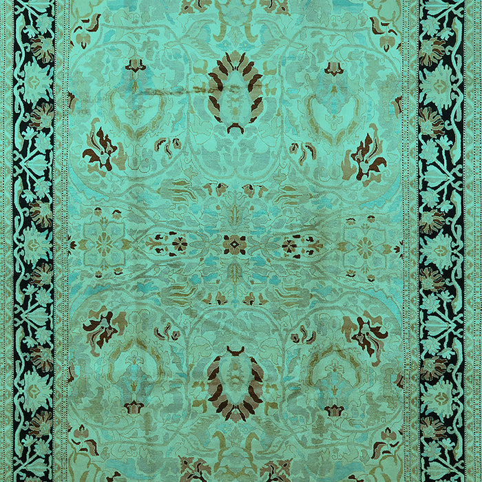 Machine Washable Oriental Turquoise Industrial Area Rugs, wshurb3048turq