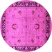 Round Oriental Pink Industrial Rug, urb3048pnk