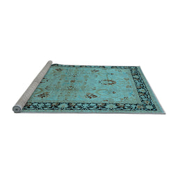 Sideview of Machine Washable Oriental Light Blue Industrial Rug, wshurb3048lblu