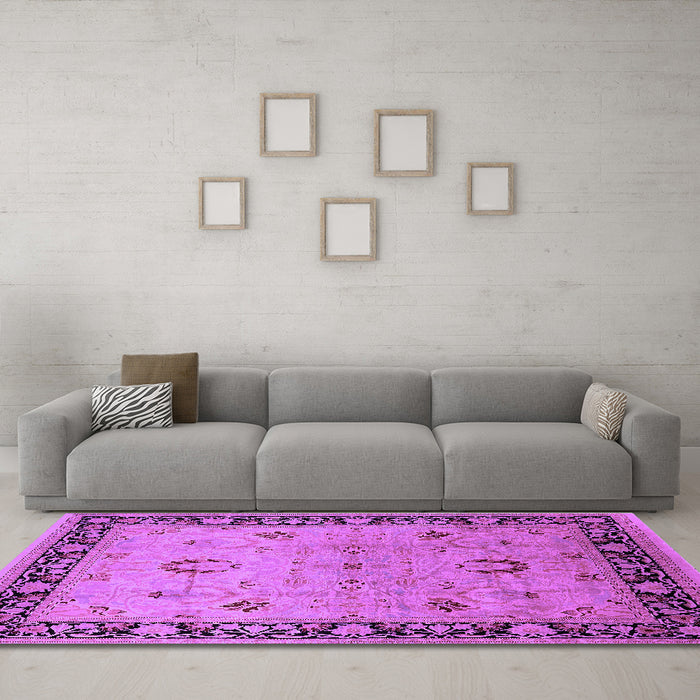 Machine Washable Oriental Purple Industrial Area Rugs in a Living Room, wshurb3048pur