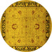 Round Oriental Yellow Industrial Rug, urb3048yw