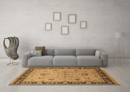 Machine Washable Oriental Brown Industrial Rug in a Living Room,, wshurb3048brn