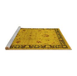 Sideview of Machine Washable Oriental Yellow Industrial Rug, wshurb3048yw