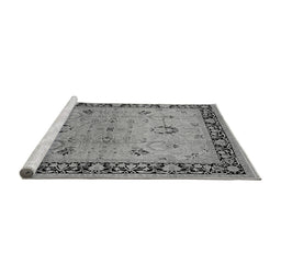 Sideview of Machine Washable Oriental Gray Industrial Rug, wshurb3048gry