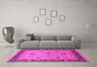 Machine Washable Oriental Pink Industrial Rug in a Living Room, wshurb3048pnk