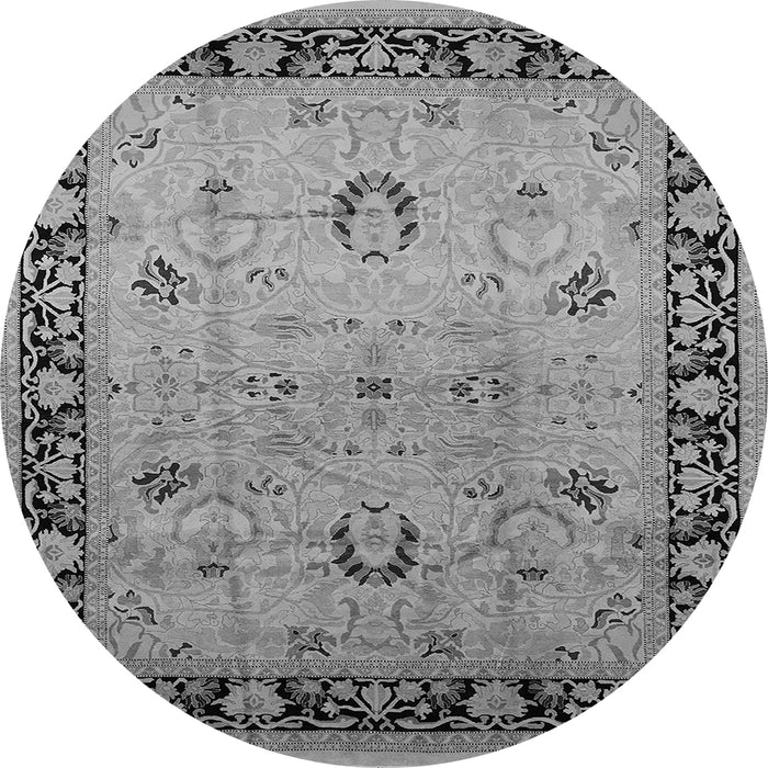 Round Machine Washable Oriental Gray Industrial Rug, wshurb3048gry
