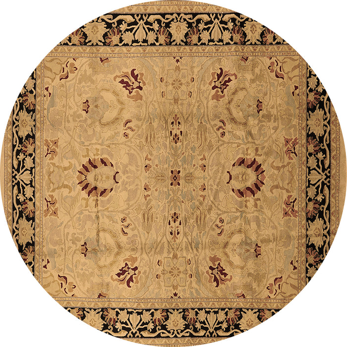 Round Oriental Brown Industrial Rug, urb3048brn