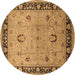 Round Oriental Brown Industrial Rug, urb3048brn