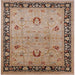 Square Mid-Century Modern Sienna Brown Oriental Rug, urb3048