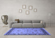 Machine Washable Oriental Blue Industrial Rug in a Living Room, wshurb3048blu