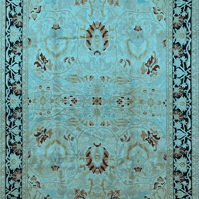 Machine Washable Oriental Light Blue Industrial Rug, wshurb3048lblu