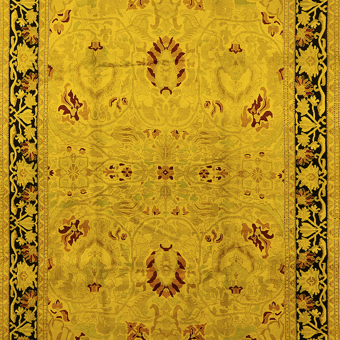 Machine Washable Oriental Yellow Industrial Rug, wshurb3048yw