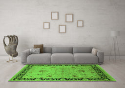 Machine Washable Oriental Green Industrial Area Rugs in a Living Room,, wshurb3048grn