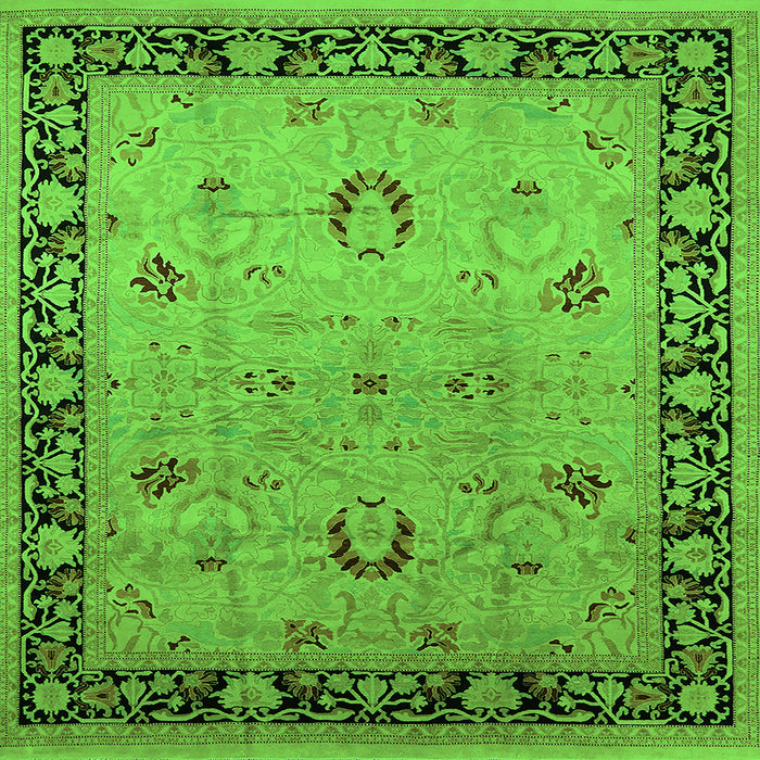 Square Machine Washable Oriental Green Industrial Area Rugs, wshurb3048grn