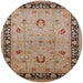 Round Mid-Century Modern Sienna Brown Oriental Rug, urb3048