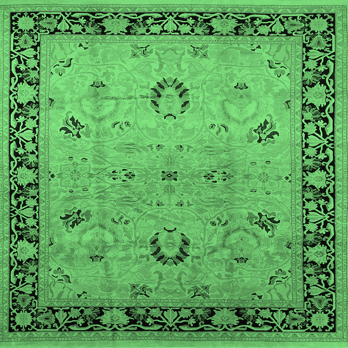 Square Oriental Emerald Green Industrial Rug, urb3048emgrn