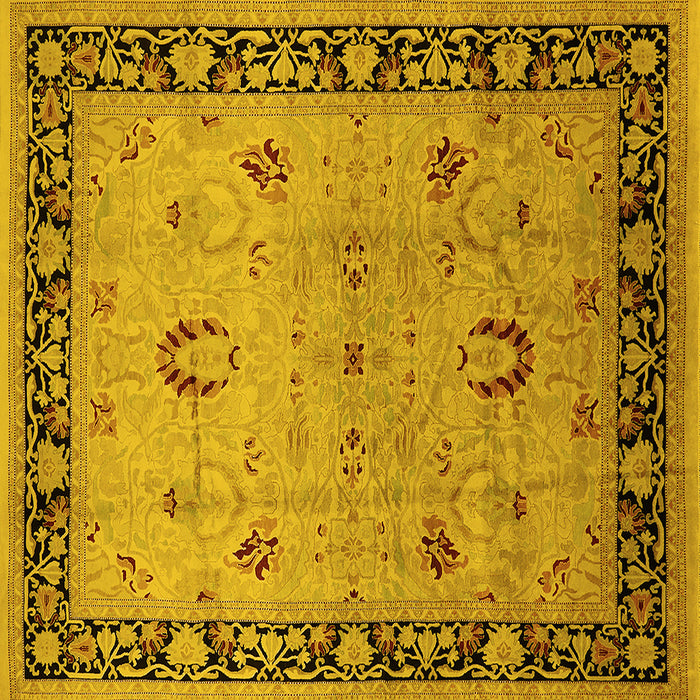Square Machine Washable Oriental Yellow Industrial Rug, wshurb3048yw