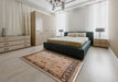 Mid-Century Modern Sienna Brown Oriental Rug in a Bedroom, urb3048