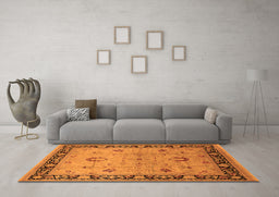 Machine Washable Oriental Orange Industrial Area Rugs in a Living Room, wshurb3048org