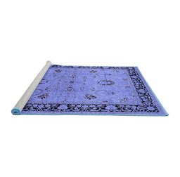 Sideview of Machine Washable Oriental Blue Industrial Rug, wshurb3048blu