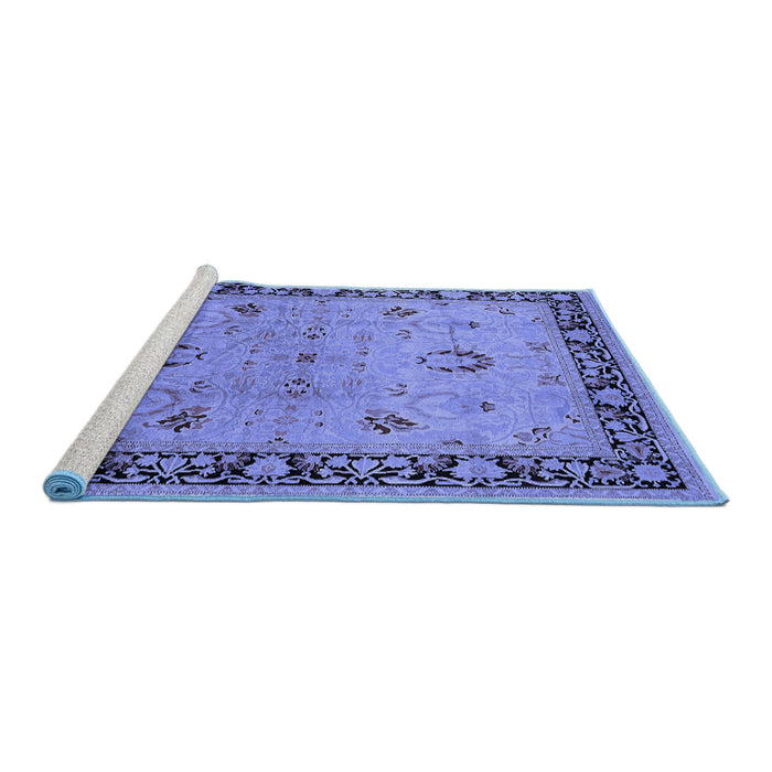 Sideview of Machine Washable Oriental Blue Industrial Rug, wshurb3048blu