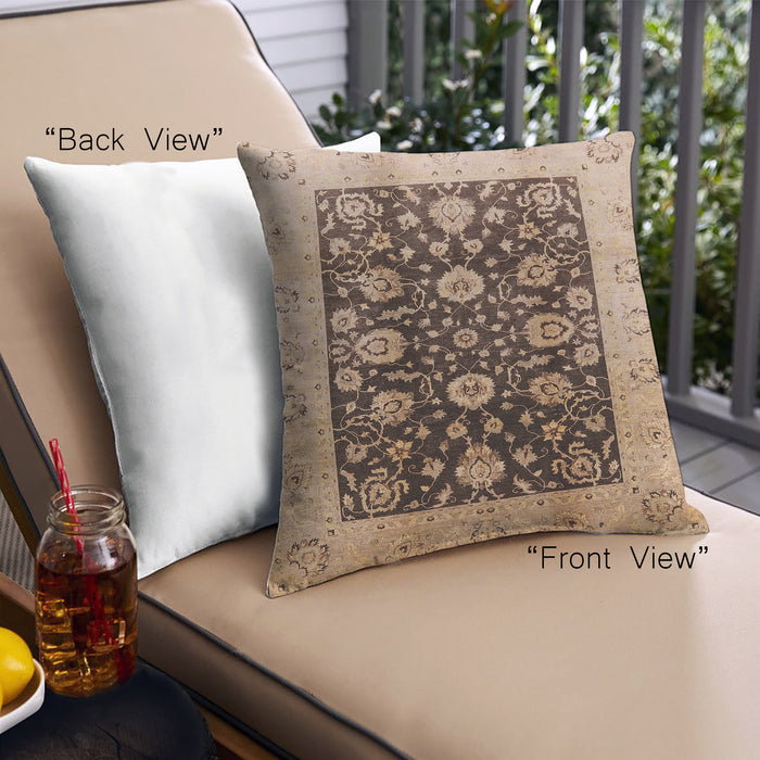 Front View of Mid-Century Modern Urban Square Sangria Brown Throw Pillow, 18 inch by 18 inch, pwurb3049