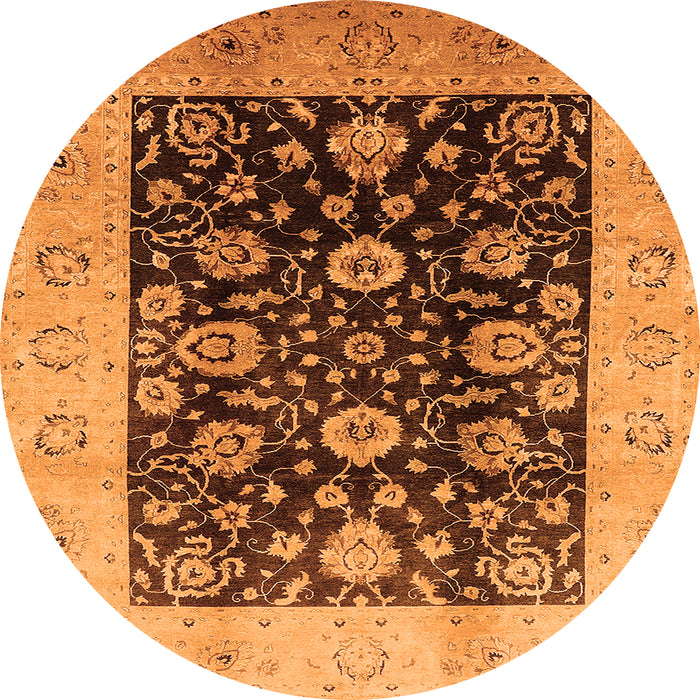 Round Oriental Orange Industrial Rug, urb3049org