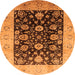 Round Oriental Orange Industrial Rug, urb3049org