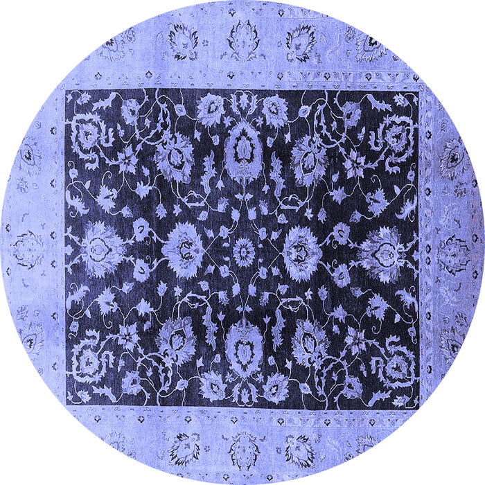 Round Oriental Blue Industrial Rug, urb3049blu