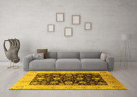 Machine Washable Oriental Yellow Industrial Rug, wshurb3049yw