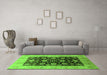 Machine Washable Oriental Green Industrial Area Rugs in a Living Room,, wshurb3049grn