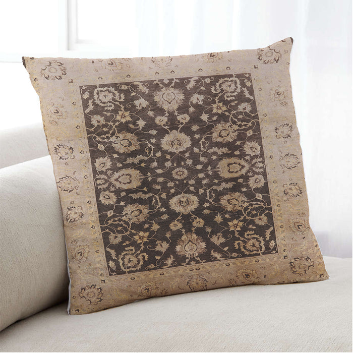 Lifestyle Image of Mid-Century Modern Urban Square Sangria Brown Throw Pillow, 18 inch by 18 inch, pwurb3049