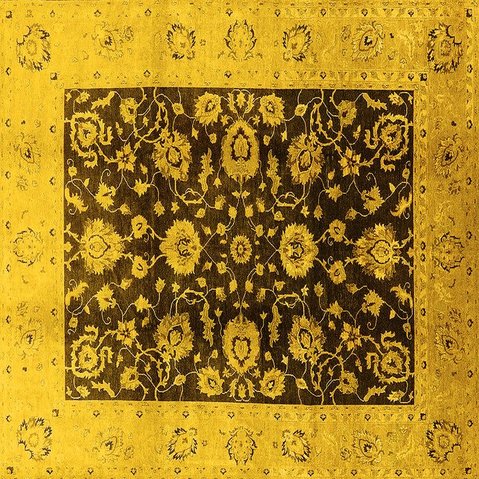 Square Machine Washable Oriental Yellow Industrial Rug, wshurb3049yw