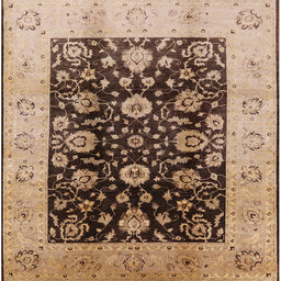 Square Mid-Century Modern Sangria Brown Oriental Rug, urb3049