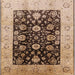 Square Mid-Century Modern Sangria Brown Oriental Rug, urb3049